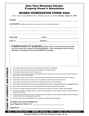 Board Nomination Form - Zion View