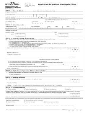 Application for Antique Motorcycle Plates