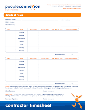 Weekly break - Contractor timesheet - Peopleconnexion