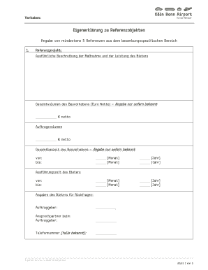 Angabe von mindestens 5 Referenzen aus dem bewerbungsspezifischen Bereich