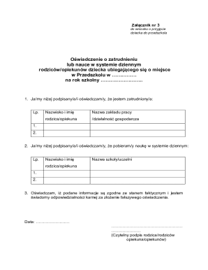 Zacznik nr 3 do wniosku o przyjcie dziecka do szkoy...