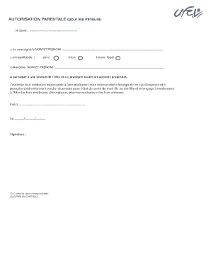 Autorisation Parentale Stage Pratique Bafa  Fill Online, Printable