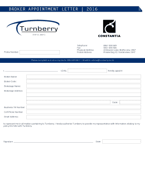 BROKER APPOINTMENT LETTER 2016 - bTurnberryb - turnberry co