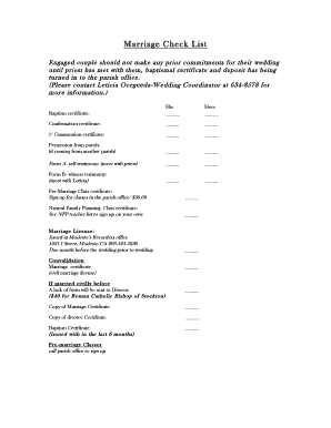 Vow renewal checklist - Download & print a complete copy of the Marriage Checklist - shparish