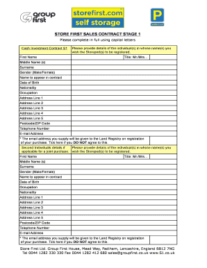 Deal sheet template - STORE FIRST COMPLETION PROCESS Flow chart for the acquisition of Storepods CASH PURCHASES STAGE 1: * * * * Complete and sign the Contract of Sale Stage 1 as attached - s1 co