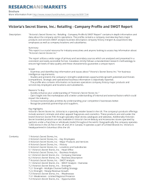 BVictoria39s Secretb Stores Inc Retailing - Company Profile and SWOT bb