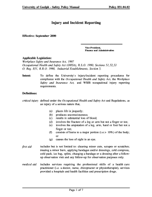 Workplace Safety and Insurance Act Policy ... - University of Guelph