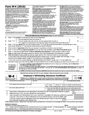 2015 Form W-4 - Reddy Restaurants