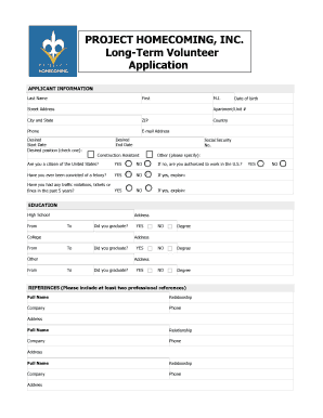 Long-Term Volunteer Program Handbook and Application - projecthomecoming