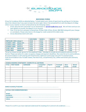 EURODANCE 2014 BOOKING FORM - Dancelines