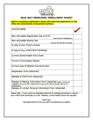 Return completed application along with required paperwork - lakesidefellowship