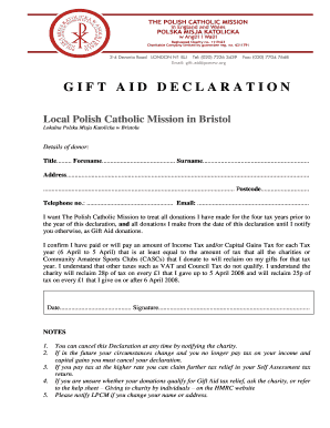 Gift Aid Declaration