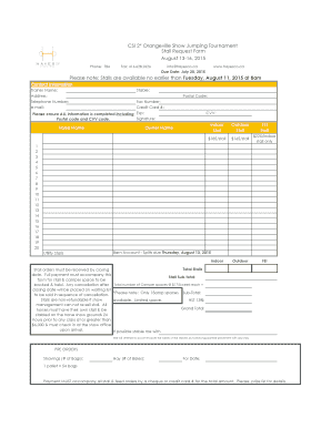 CSI 2 Orangeville Show Jumping Tournament Stall Request - hayesco