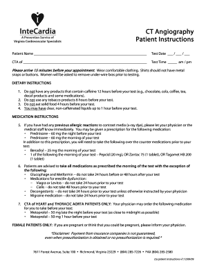 CT Angiography Patient Instructions