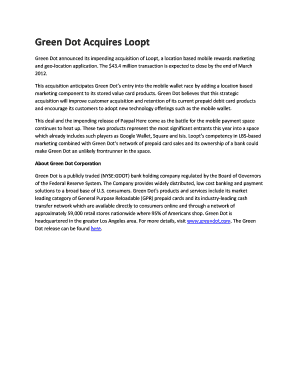 Fillable Online Green Dot Acquires Loopt Fax Email Print - pdfFiller