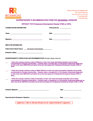 SUPERINTENDENT039S RECOMMENDATION FORM FOR ADVANCING - hr-department district rrps