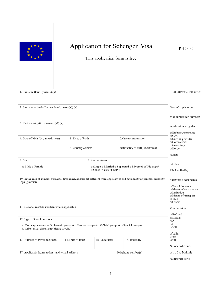 Fillable Schengen Visa Application Form Spain Printable Forms Free Online