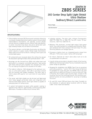 Fillable Online ZENITH IV ZBDS SERIES 2X2 Center Drop Split Light ...