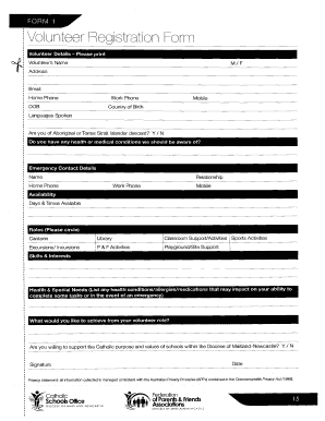 Oiunteer ration Form - adamstownspcatholiceduau - adamstownsp catholic edu