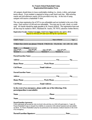 St francis school registration form - St. Francis School Basketball Camp Registration/Information Form ... - stfrancis-school