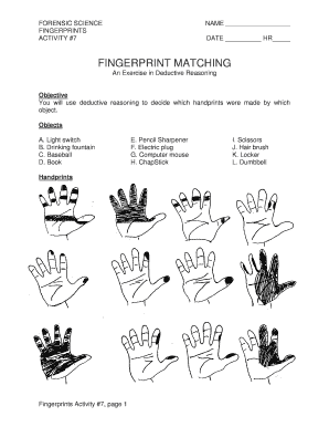 fingerprint matching worksheet answers