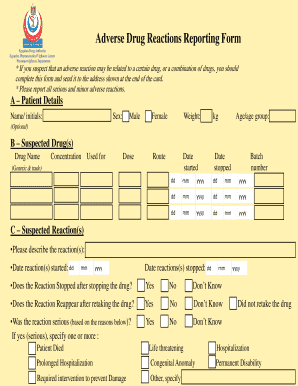 Sample Of Adverse Drug Reaction Form Fill And Sign Printable Template 