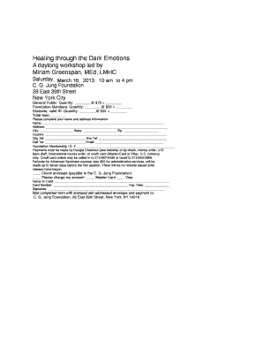 Workshop Reservation Form (PDF format ) - CG Jung Foundation for ... - cgjungny