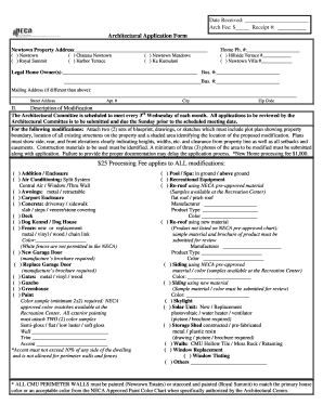 Architectural Application Form - Newtown Community Center - newtownestates