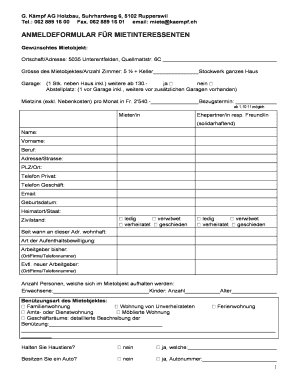 Fillable Online kaempf Anmeldeformular fr mietinteressenten - AG Kmpf