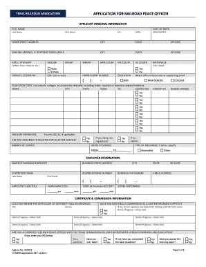 Fillable Online txrailroads APPLICATION FOR RAILROAD PEACE OFFICER - txrailroads Fax Email Print ...