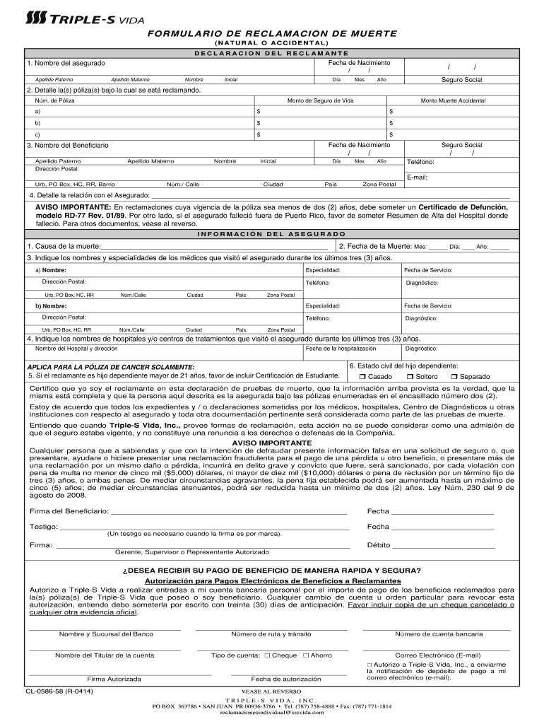 Triple S Vida Formulario Fill Online Printable Fillable Blank Triple S Vida Formulario Fill Online Printable Fillable Blank