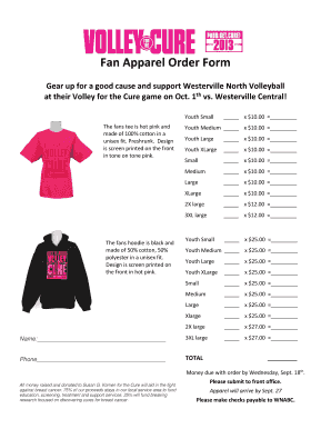 Fan Apparel Order Form - westervillenorthcom