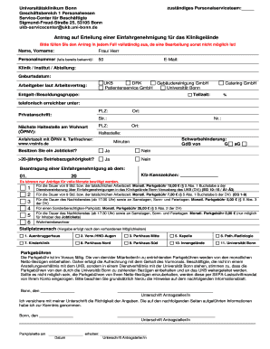 Universitätsklinikum Bonn Parking Permit Application