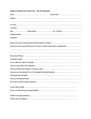 Sudbury Hypnosis Client Intake Form 002 PLR - sudburyhypnosis co