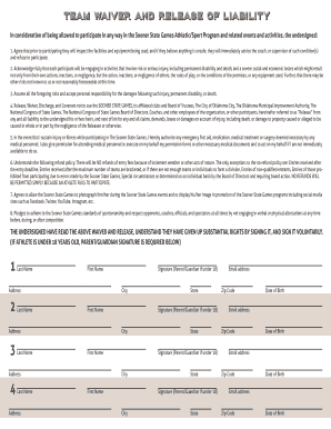 TEAM WAIVER AND RELEASE OF LIABILITY - Satellite Gym