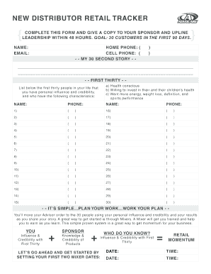 12 week weight loss tracker template - NEW DISTRIBUTOR RETAIL TRACKER - Life Done Better