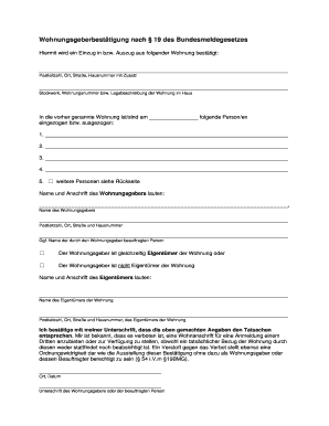 Wohnungsgeberbestätigung Form