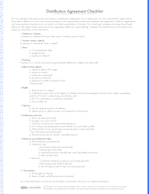 Fillable Online Distribution Agreement Checklist Fax Email Print ...