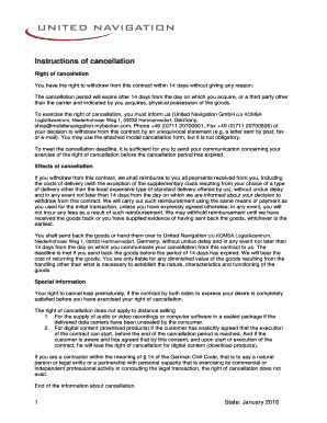 Instructions of cancellation