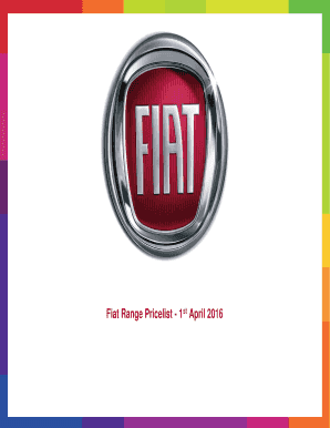 Fiat Range Pricelist - 1st April 2016 - Fiat IE - fiat