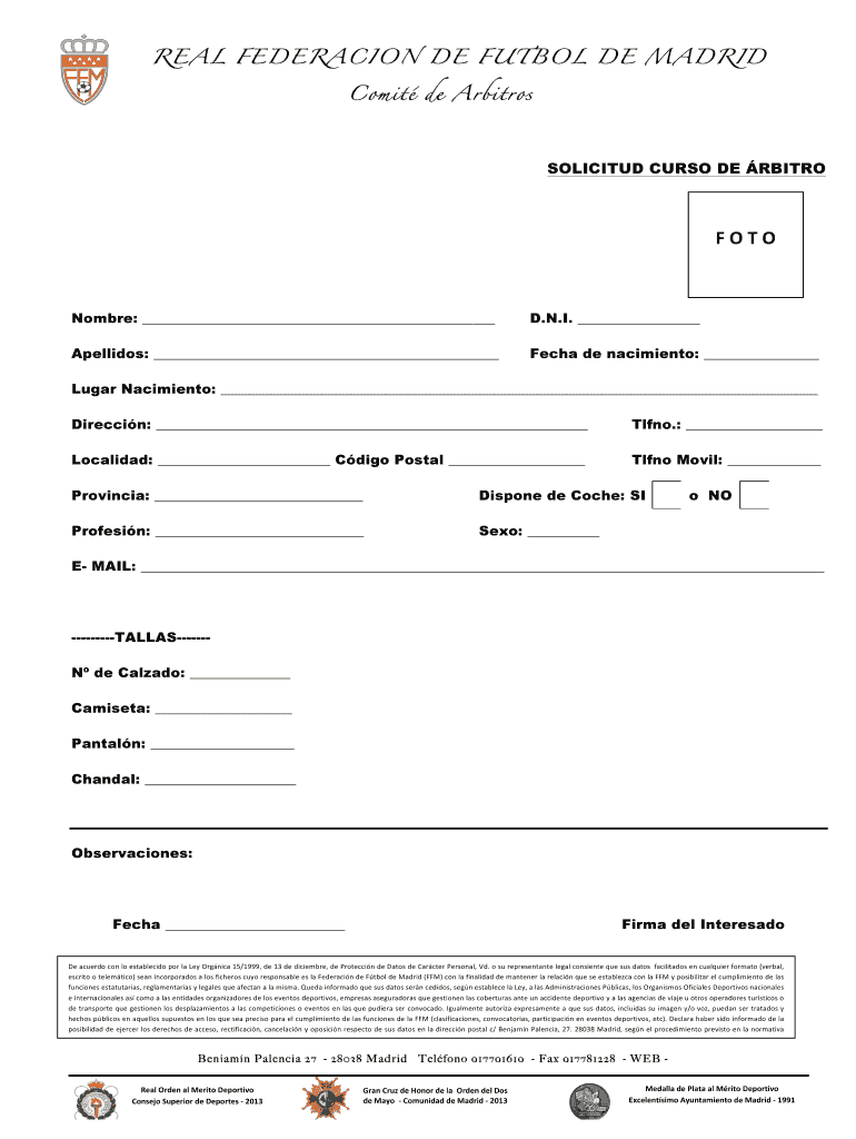 NUEVO FORMULARIO DE INSCRIPCION CURSO ARBITRO Kike Vista previa en la página 1