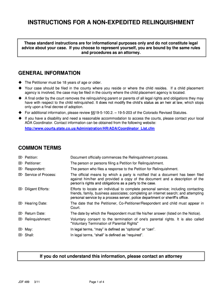 colorado relinquishment form Preview on Page 1