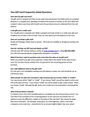 Fillable Online How does the gift card work Fax Email Print - pdfFiller