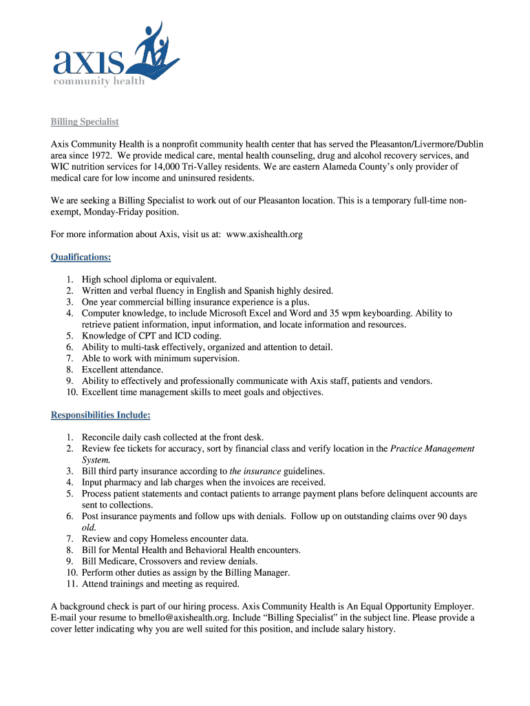 Fillable Online Axis Community Health is a nonprofit community health