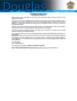 INDEPENDENT MEMBER WANTED FOR PENSIONS COMMITTEE ...