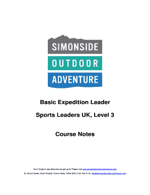 Sample grant proposal for nonprofit organization - Basic Expedition Leader Sports Leaders UK Level 3 Course