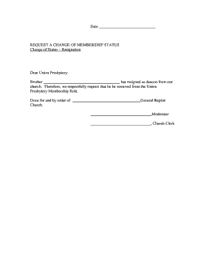 Fillable Online uagb Form Letter-Deacon resignation - change of status1