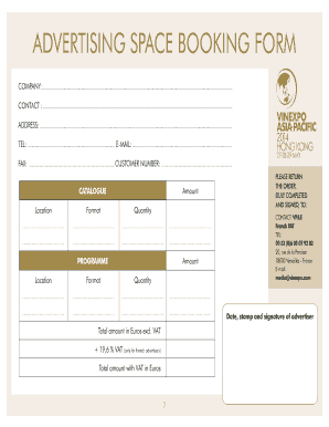 ADVERTISING SPACE BOOKING FORM - Vinexpo