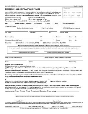 Summer Session Housing Contract - Conference Housing Services