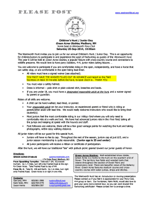 Childrens Hunt Information & Release Form - The Wentworth Hunt ... - wentworthhunt